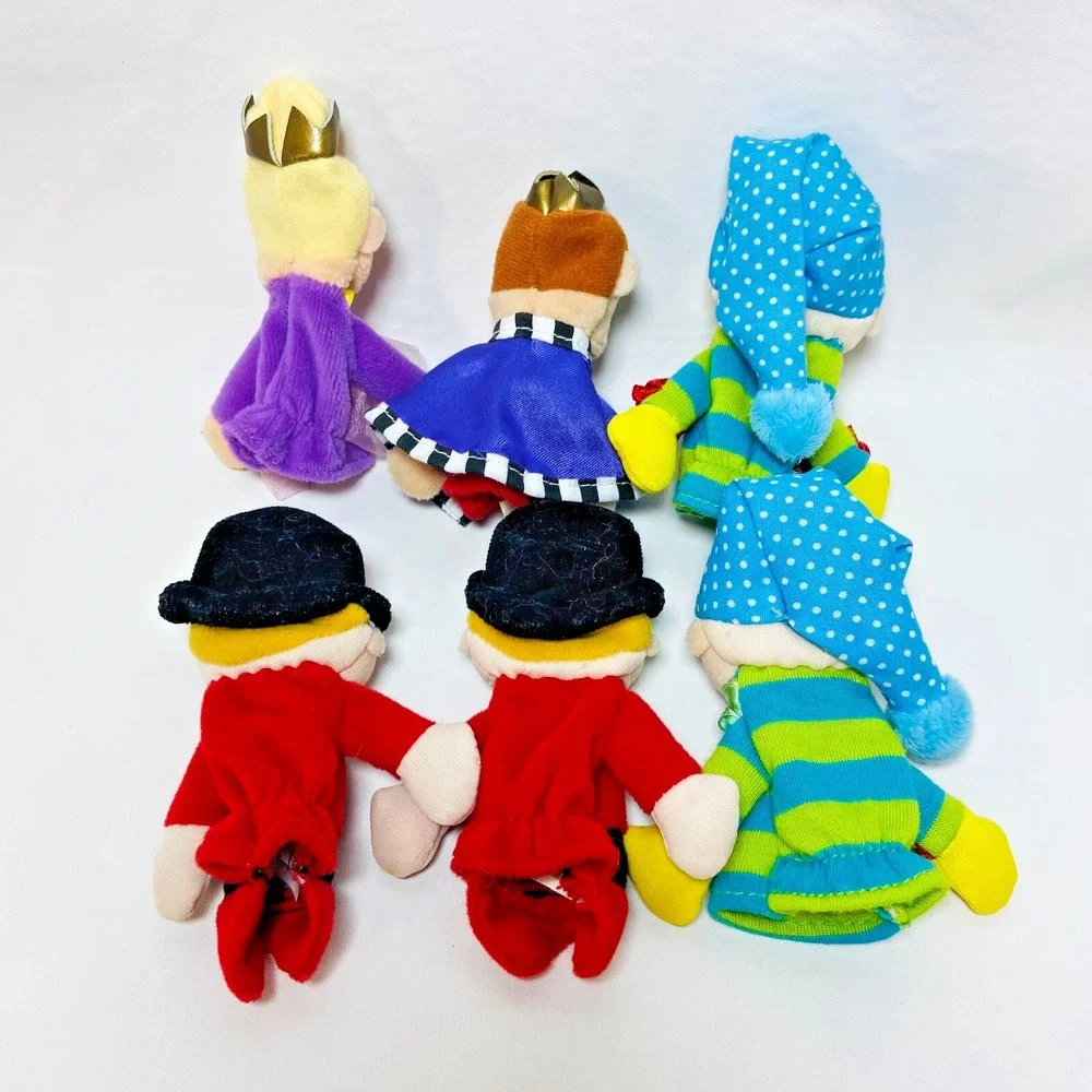 Lot 6 Vintage Manhattan Toy Finger Follies Finger Puppets King Queen Jester Rare